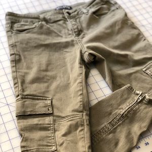 PacSun Bullhead army green moto skinny pants, sz 6